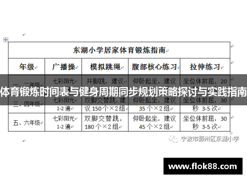 体育锻炼时间表与健身周期同步规划策略探讨与实践指南
